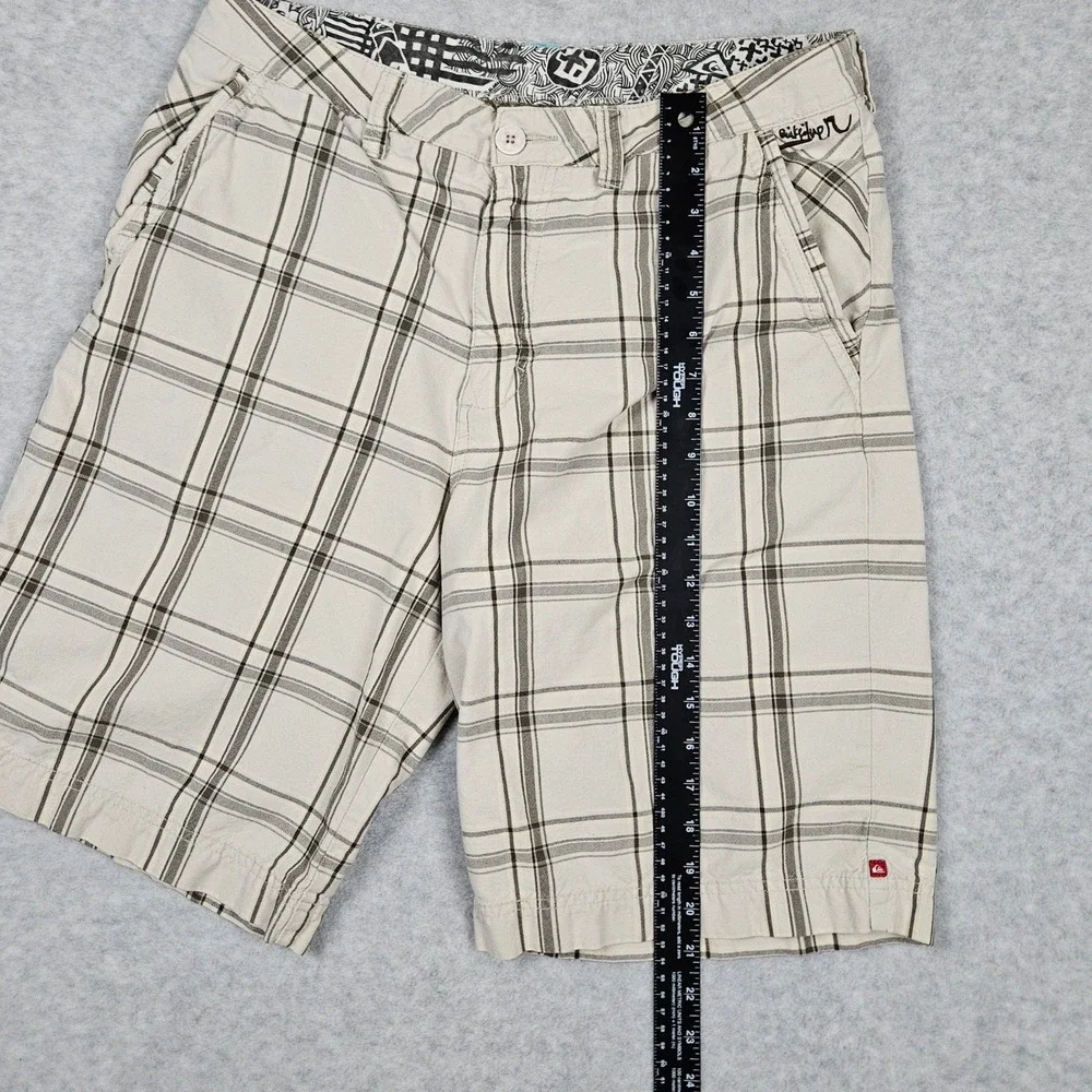 Quiksilver (Mens 33) Tan Plaid Shorts Chino Surf Skate Y2K 10